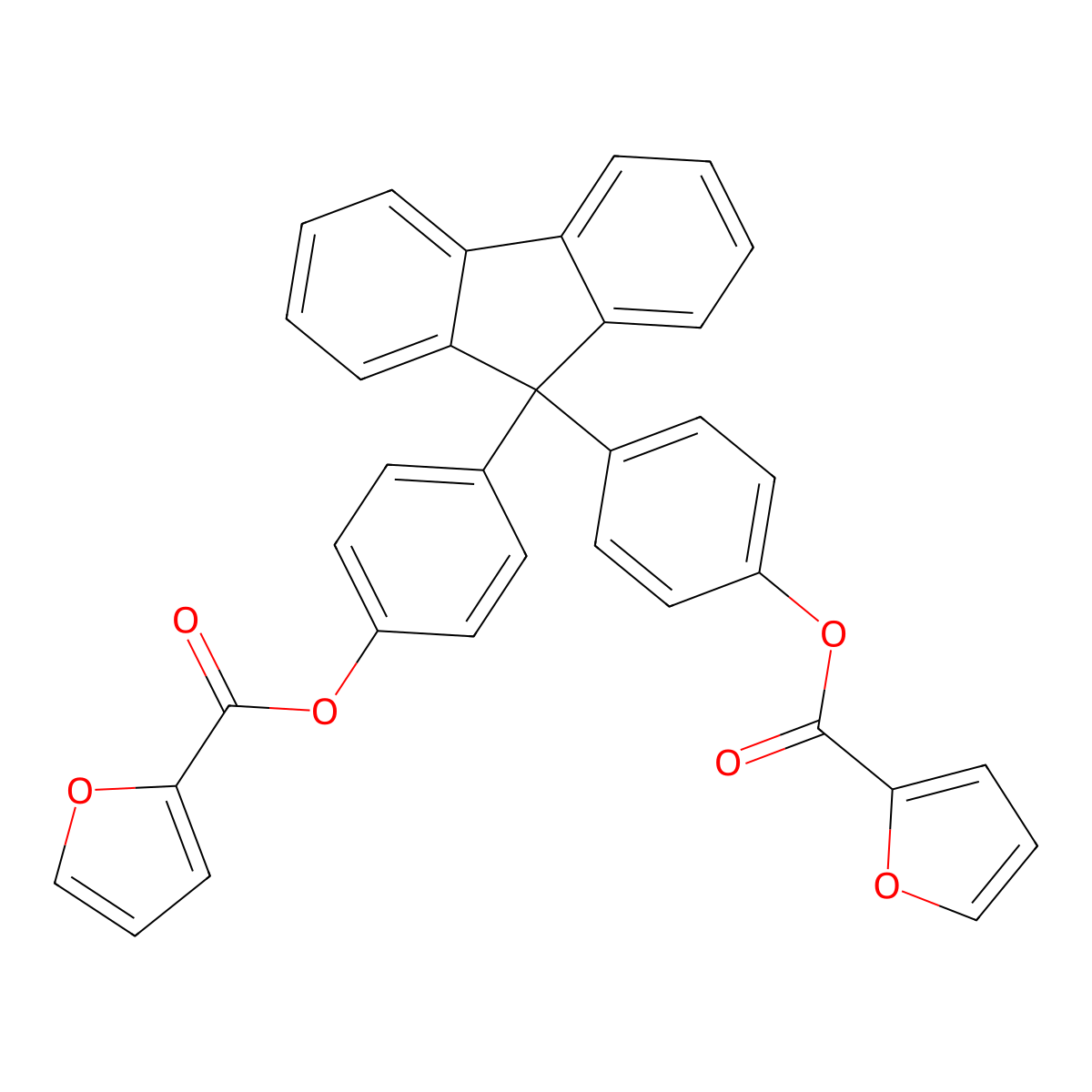 (9H-fluorene-9,9-diyl)bis(4,1-phenylene) bis(furan-2-carboxylate) molecular structure, CAS 300589-17-7