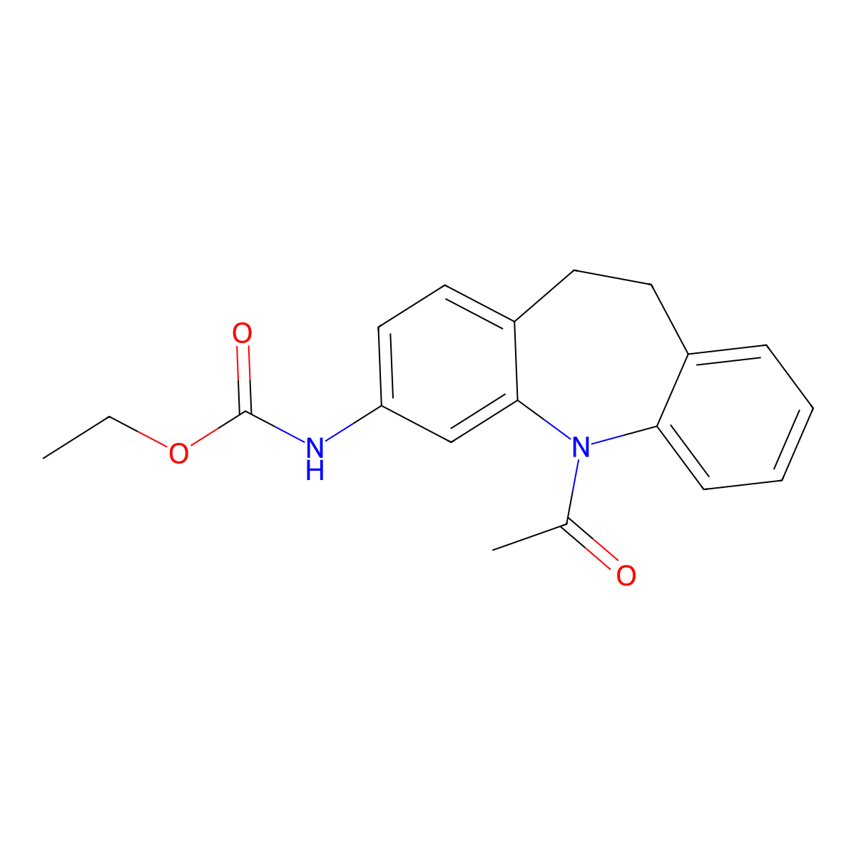 ethyl (5-acetyl-10,11-dihydro-5H-dibenzo[b,f]azepin-3-yl)carbamate molecular structure, CAS 300589-19-9