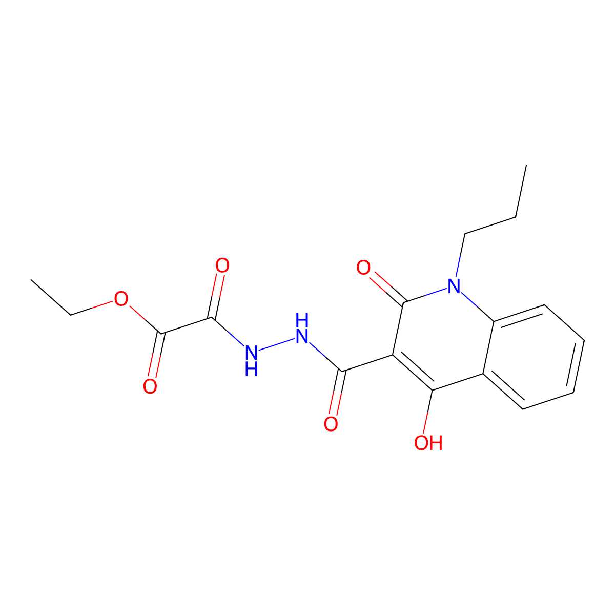 Ethyl {2-[(4-hydroxy-2-oxo-1-propyl-1,2-dihydro-3-quinolinyl)carbonyl]hydrazino}(oxo)acetate molecular structure, CAS 300589-53-1