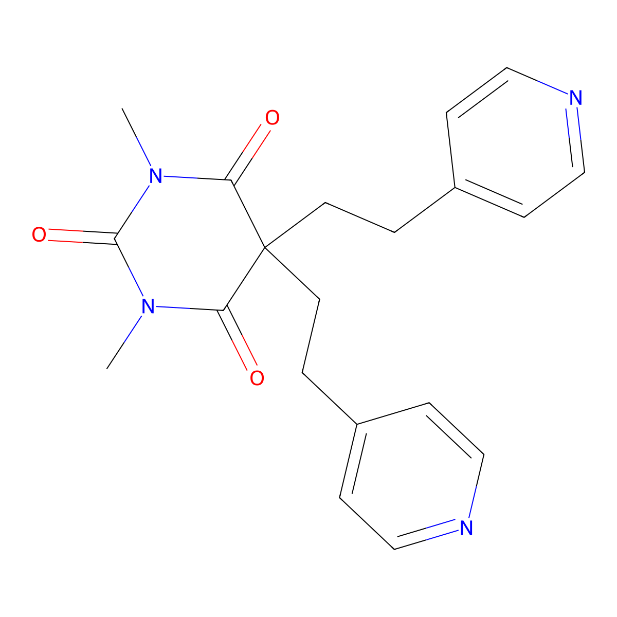 1,3-Dimethyl-5,5-bis(2-pyridin-4-ylethyl)-1,3-diazinane-2,4,6-trione molecular structure, CAS 300589-57-5