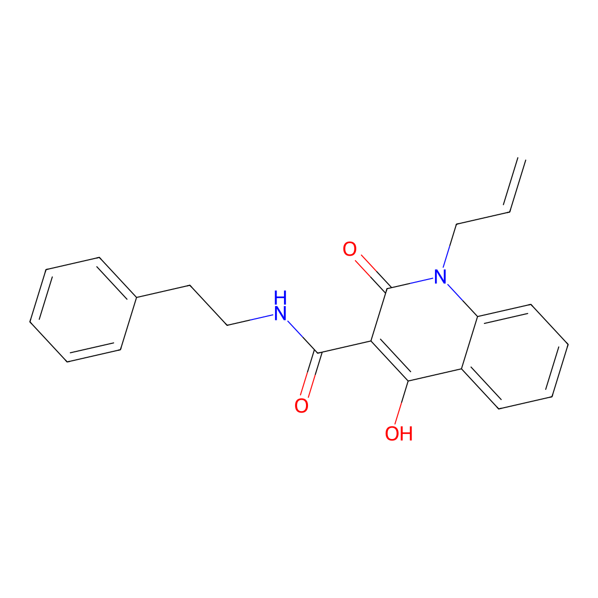 4-hydroxy-2-oxo-N-(2-phenylethyl)-1-(prop-2-en-1-yl)-1,2-dihydroquinoline-3-carboxamide molecular structure, CAS 300589-62-2