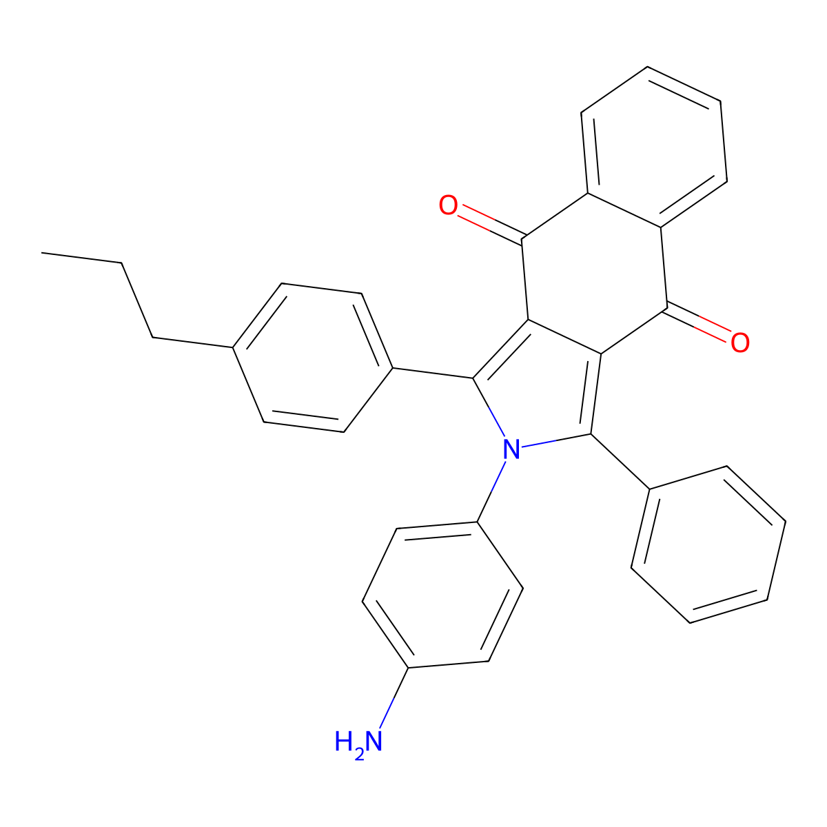 2-(4-aminophenyl)-1-phenyl-3-(4-propylphenyl)-2H-benzo[f]isoindole-4,9-dione molecular structure, CAS 300589-71-3