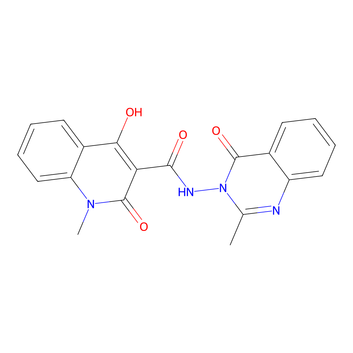 2-hydroxy-1-methyl-N-(2-methyl-4-oxoquinazolin-3-yl)-4-oxoquinoline-3-carboxamide molecular structure, CAS 300589-81-5