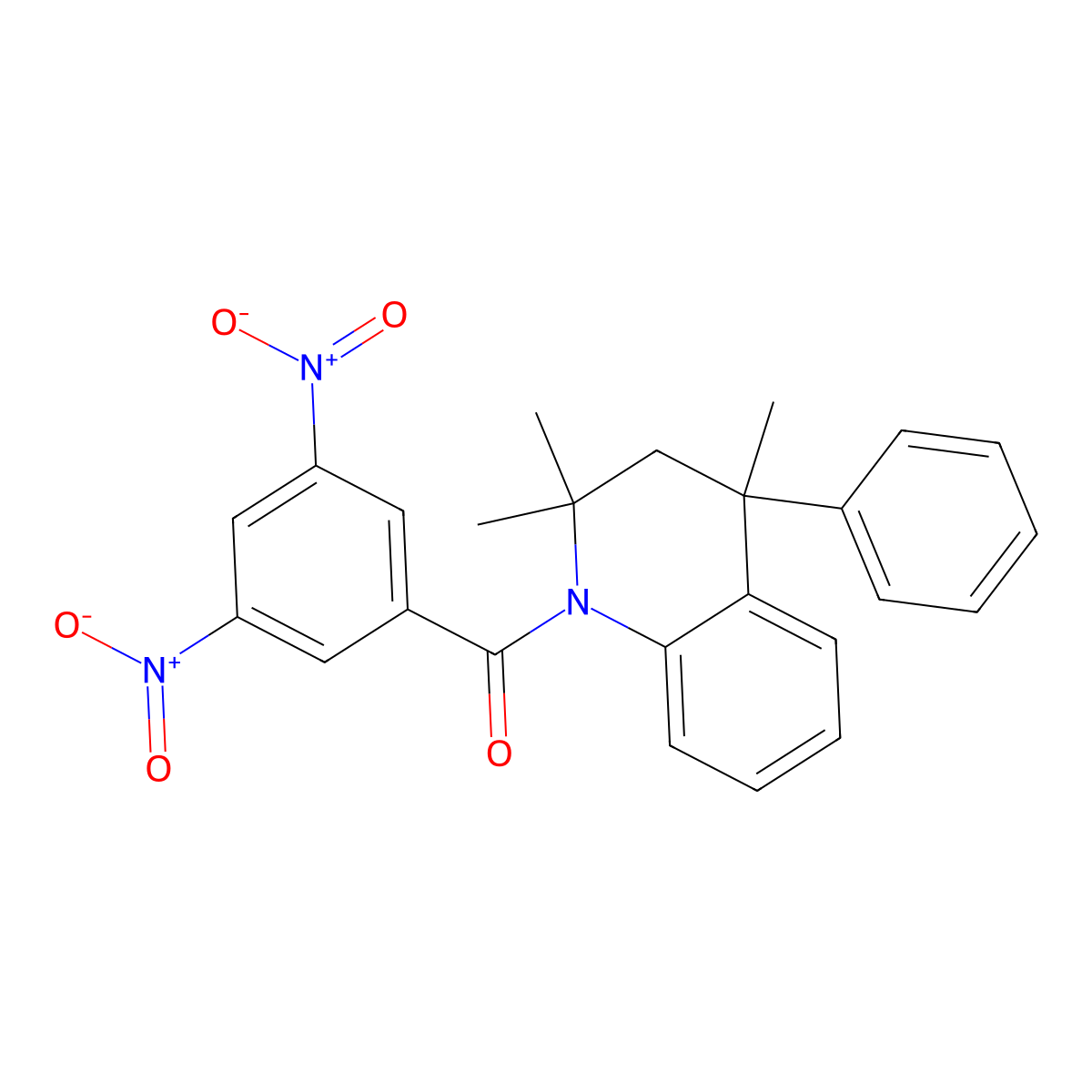 (3,5-dinitrophenyl)(2,2,4-trimethyl-4-phenyl-3,4-dihydroquinolin-1(2H)-yl)methanone molecular structure, CAS 300589-85-9