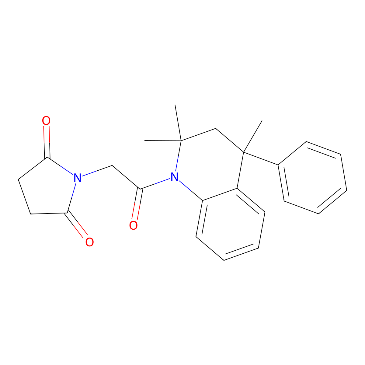 1-[2-oxo-2-(2,2,4-trimethyl-4-phenyl-3H-quinolin-1-yl)ethyl]pyrrolidine-2,5-dione molecular structure, CAS 300590-40-3