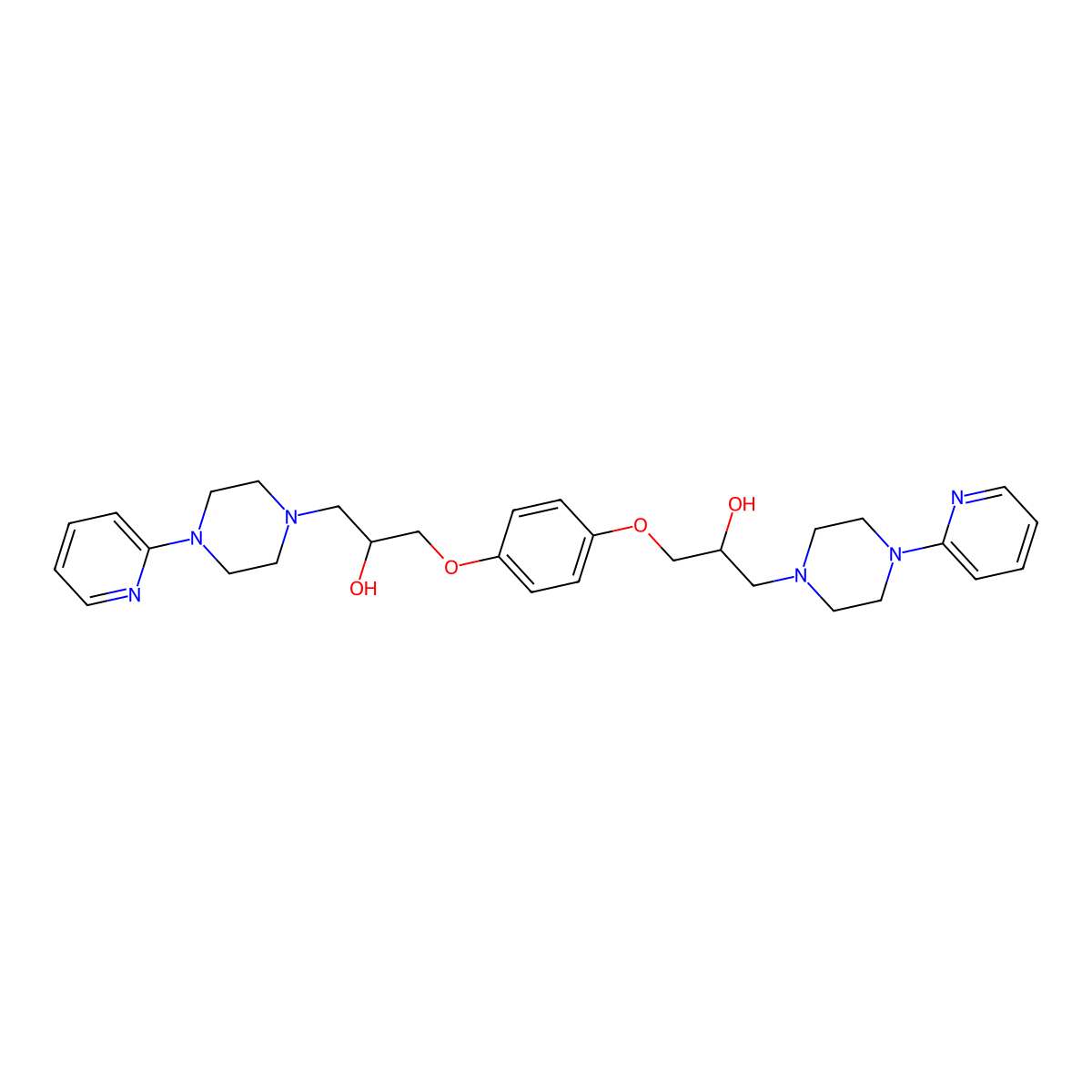 3,3'-[Benzene-1,4-diylbis(oxy)]bis{1-[4-(pyridin-2-yl)piperazin-1-yl]propan-2-ol} molecular structure, CAS 300590-87-8