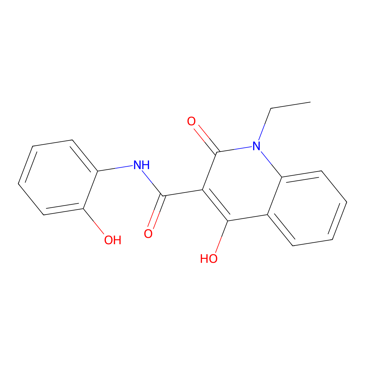 1-ethyl-4-hydroxy-N-(2-hydroxyphenyl)-2-oxo-1,2-dihydroquinoline-3-carboxamide molecular structure, CAS 300590-88-9
