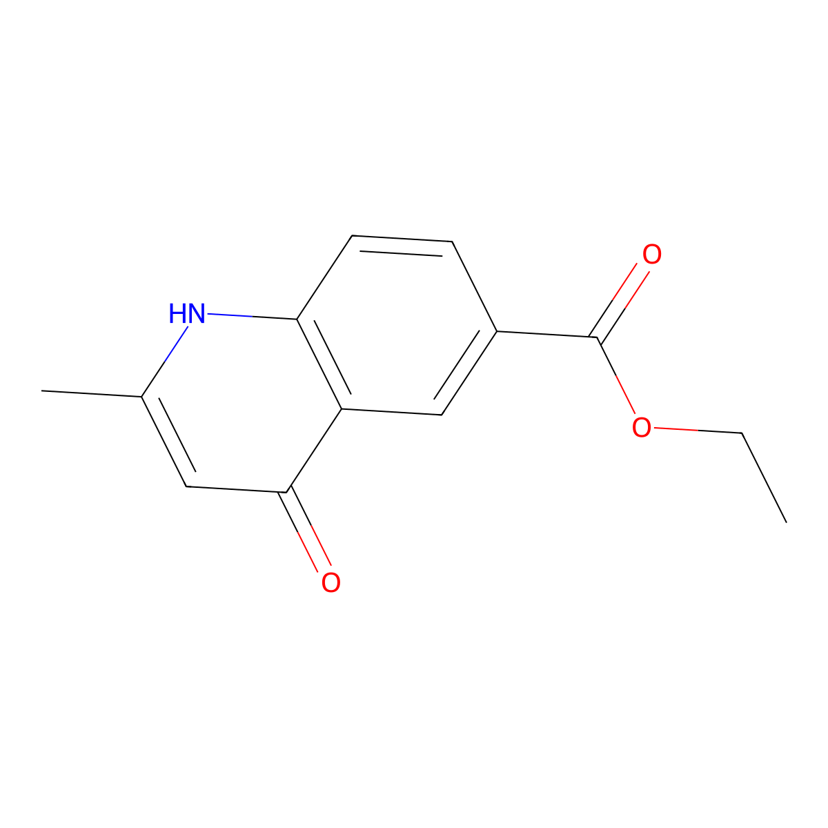 Ethyl 4-hydroxy-2-methylquinoline-6-carboxylate molecular structure, CAS 300590-94-7