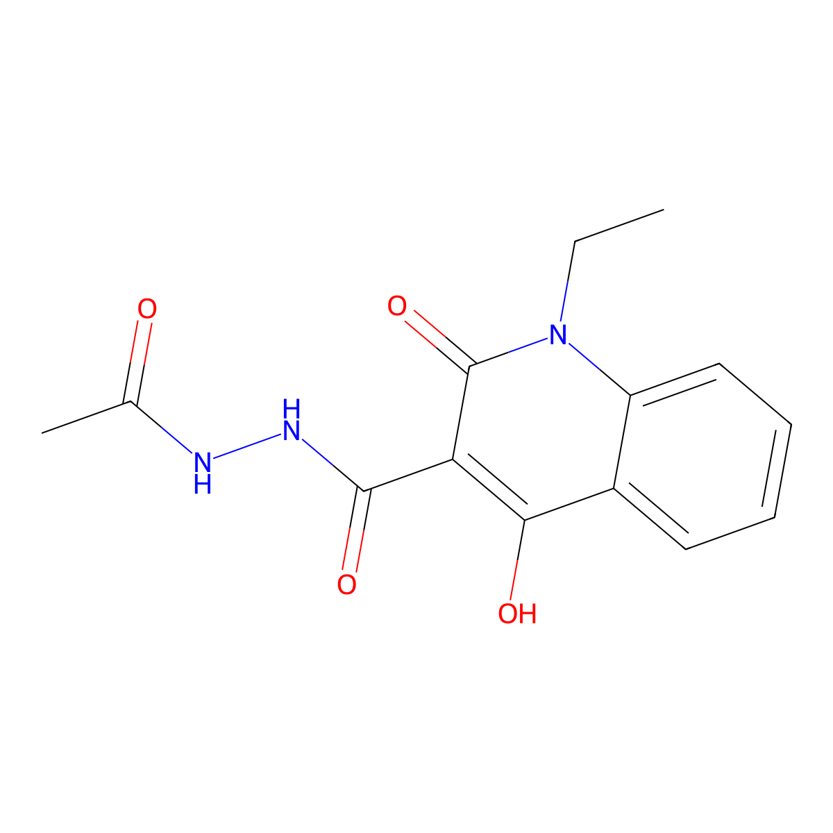 N'-acetyl-1-ethyl-4-hydroxy-2-oxo-1,2-dihydroquinoline-3-carbohydrazide molecular structure, CAS 300591-17-7