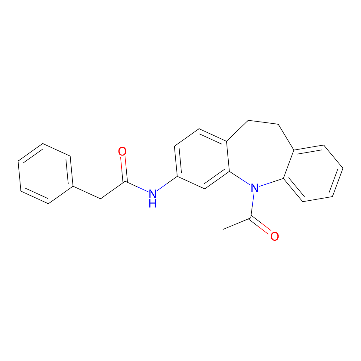 N-(11-acetyl-5,6-dihydrobenzo[b][1]benzazepin-2-yl)-2-phenylacetamide molecular structure, CAS 300591-49-5