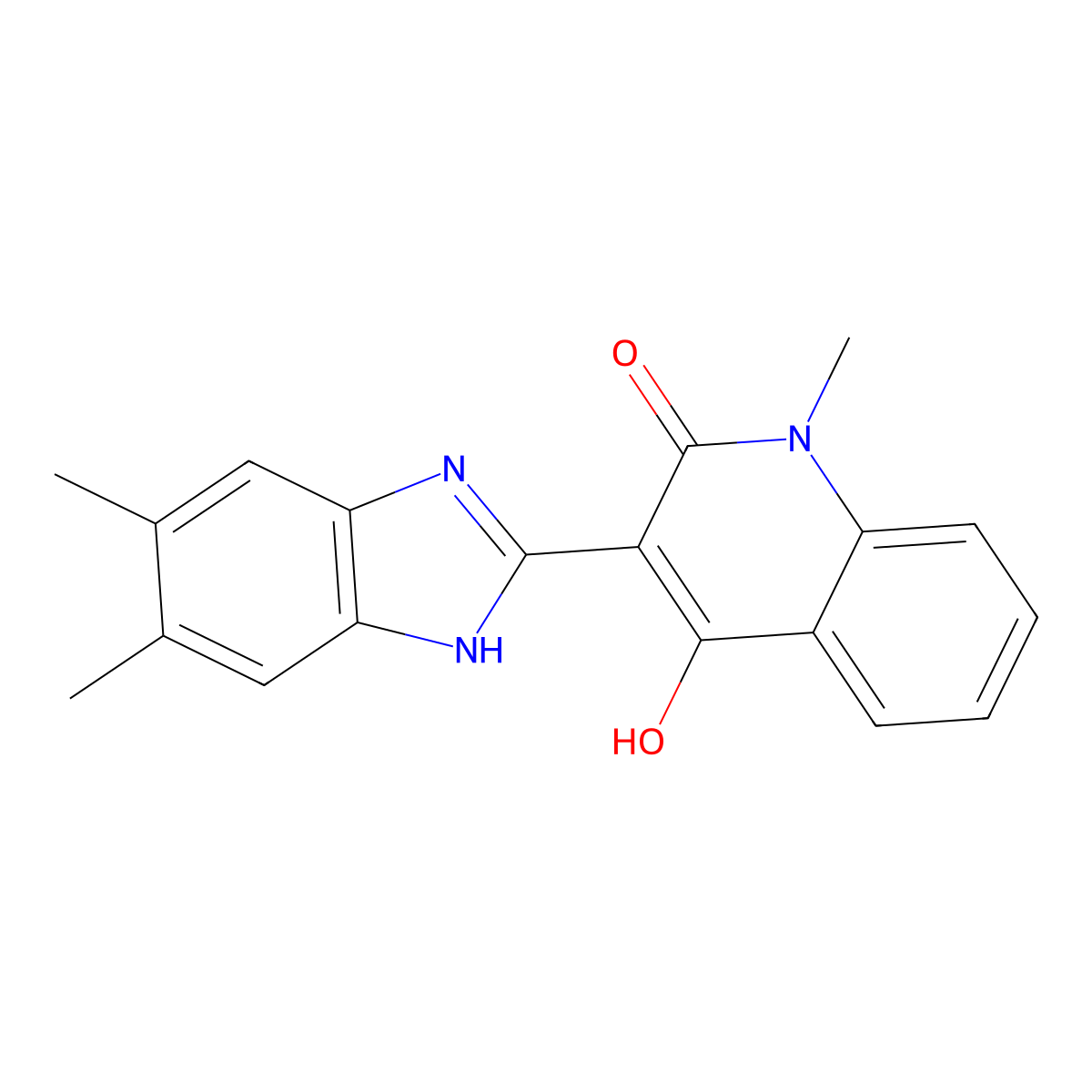 3-(5,6-dimethyl-1H-benzimidazol-2-yl)-4-hydroxy-1-methyl-2(1H)-quinolinone molecular structure, CAS 300591-52-0