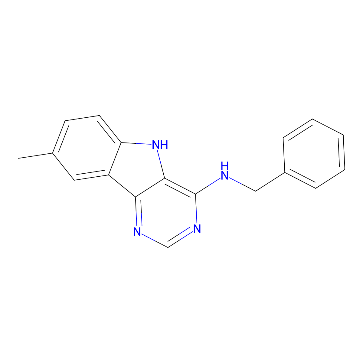 N-benzyl-8-methyl-5H-pyrimido[5,4-b]indol-4-amine molecular structure, CAS 300591-55-3
