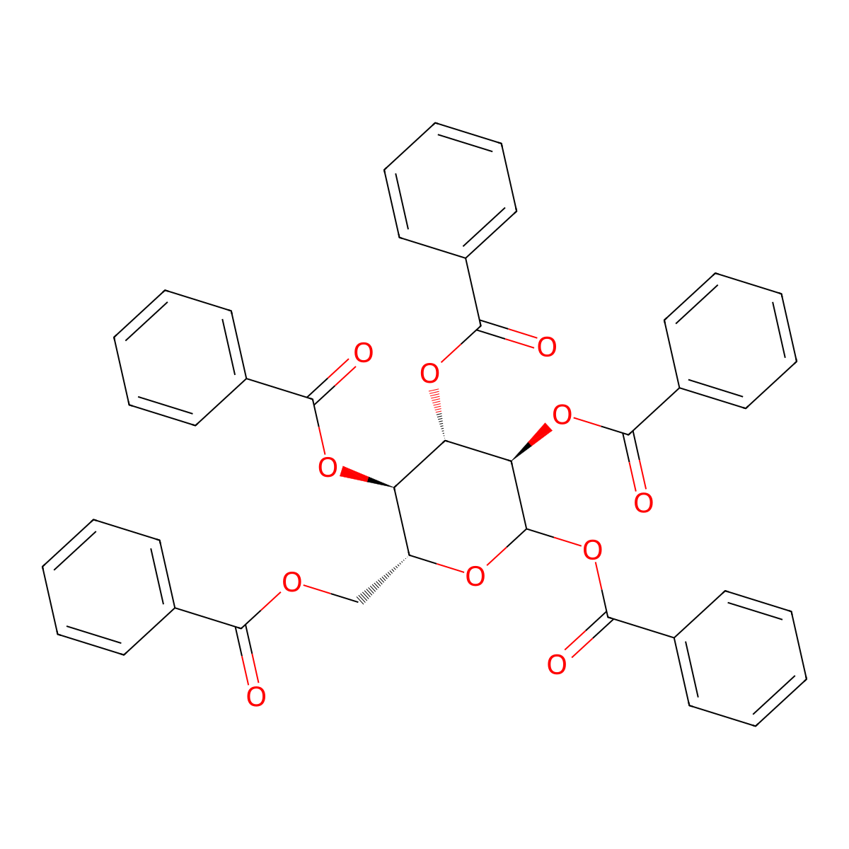 1,2,3,4,6-Penta-O-benzoyl-D-glucopyranoside molecular structure, CAS 3006-49-3