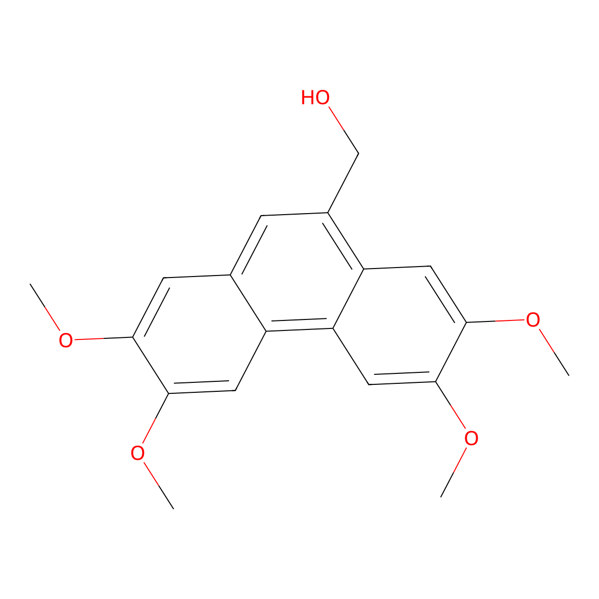 2,3,6,7-Tetramethoxy-9-phenanthrenemethanol molecular structure, CAS 30062-15-8