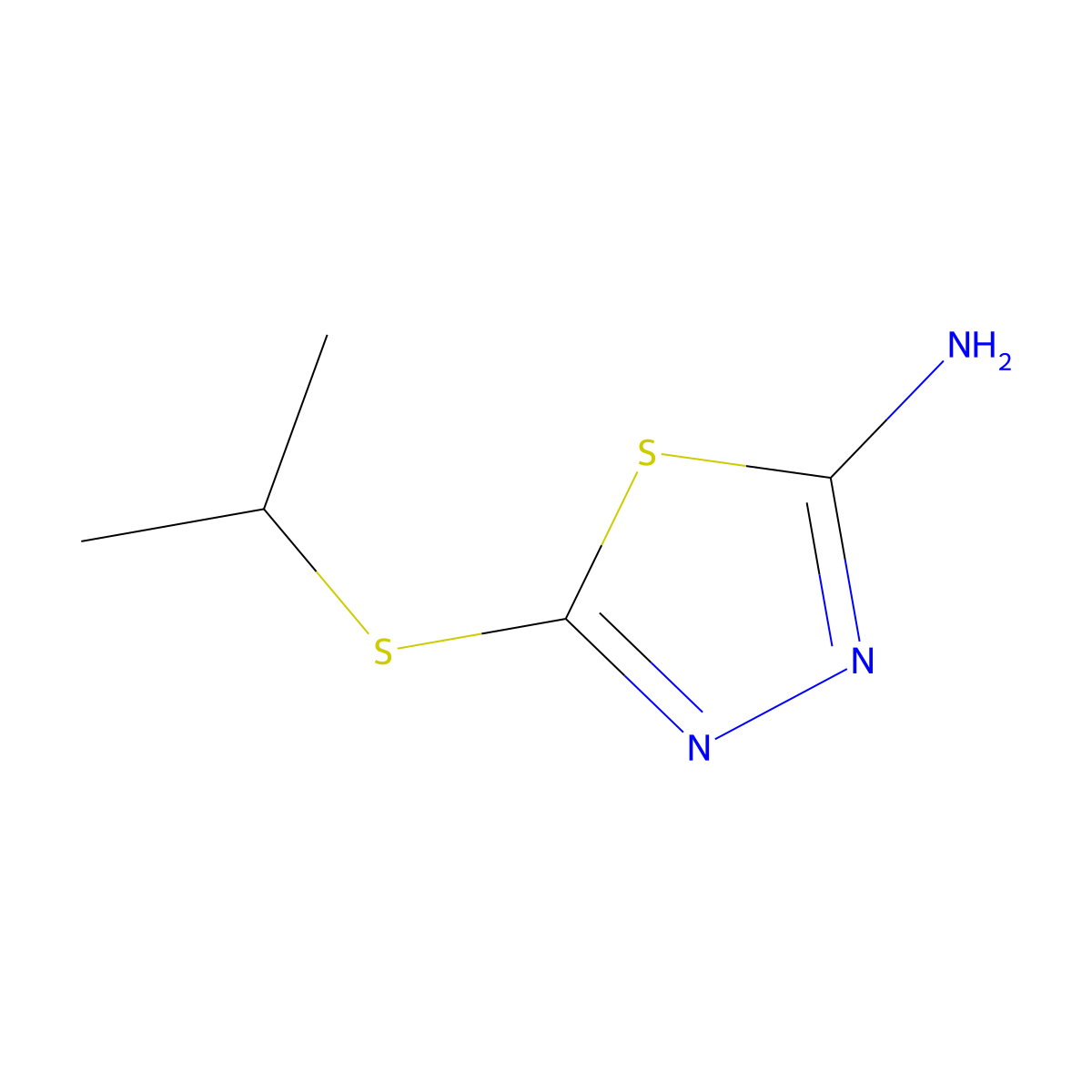 5-((1-Methylethyl)thio)-1,3,4-thiadiazol-2-amine molecular structure, CAS 30062-47-6