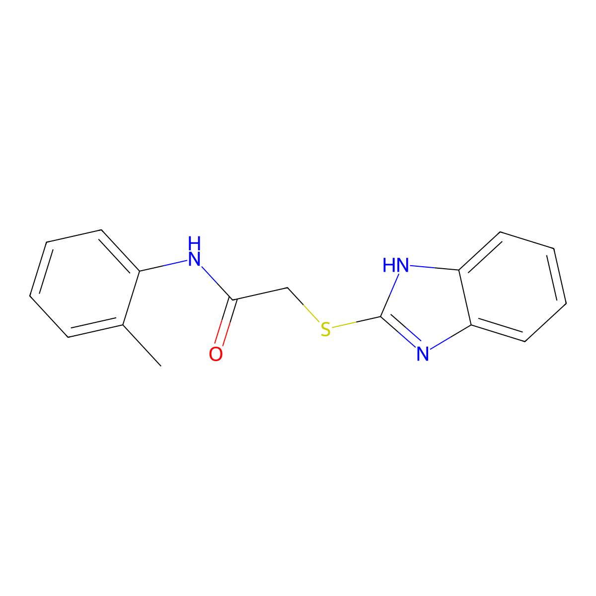 Acetamide, 2-(1H-benzimidazol-2-ylthio)-N-(2-methylphenyl)- molecular structure, CAS 30065-34-0