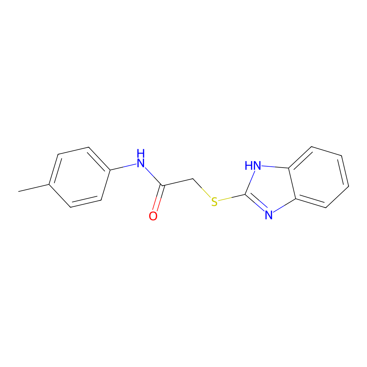 Acetamide, 2-(1H-benzimidazol-2-ylthio)-N-(4-methylphenyl)- molecular structure, CAS 30065-35-1