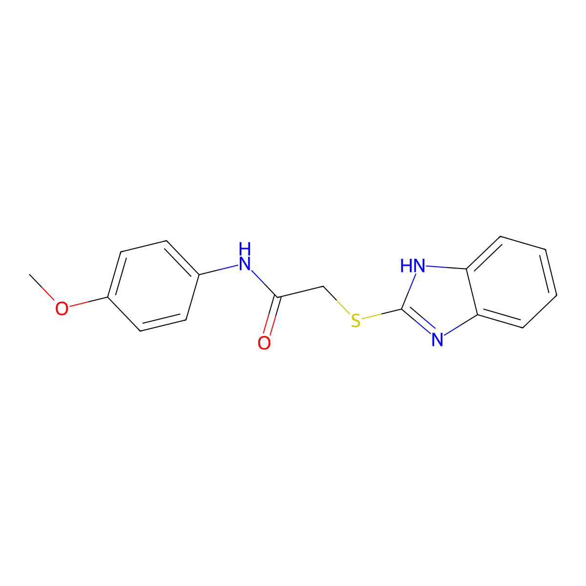 Acetamide, 2-(1H-benzimidazol-2-ylthio)-N-(4-methoxyphenyl)- molecular structure, CAS 30065-36-2