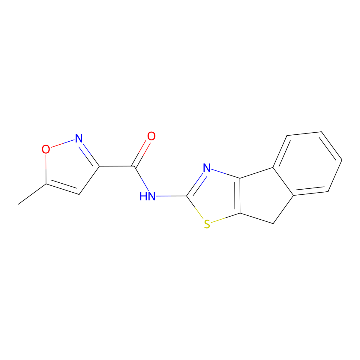 N-(8H-indeno[1,2-d]thiazol-2-yl)-5-methylisoxazole-3-carboxamide molecular structure, CAS 300664-45-3