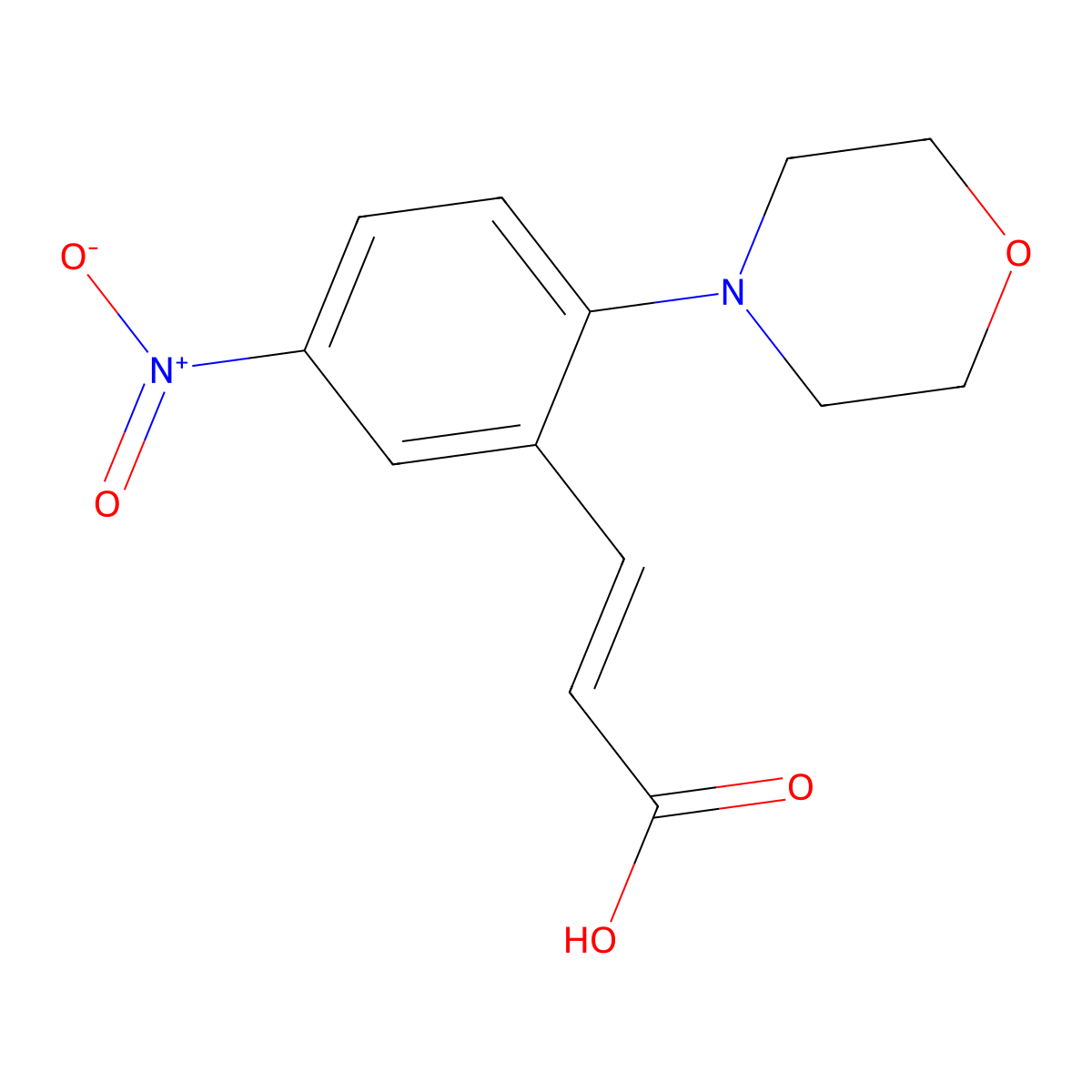 (E)-3-(2-Morpholino-5-nitrophenyl)acrylic acid molecular structure, CAS 300665-18-3