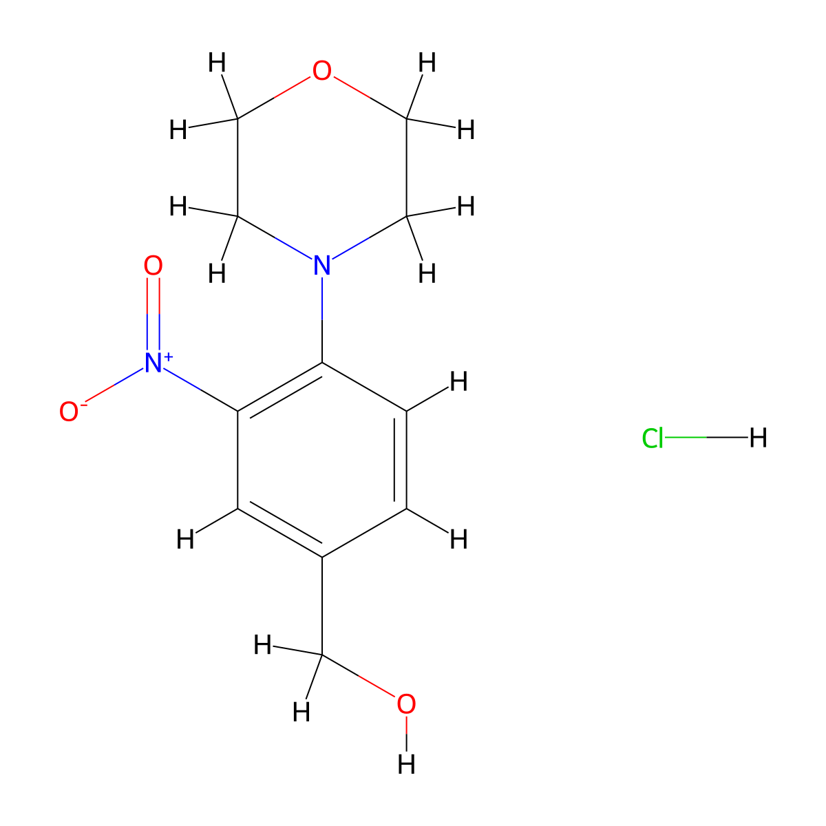 (4-Morpholino-3-nitrophenyl)methanol hydrochloride molecular structure, CAS 300665-23-0