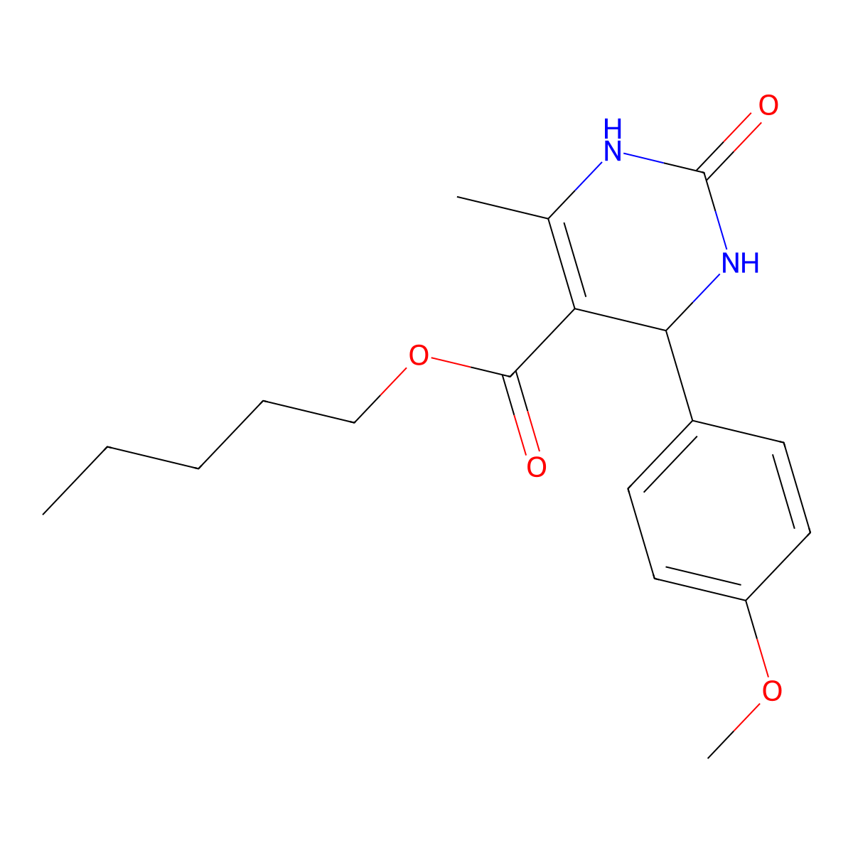 Pentyl 4-(4-methoxyphenyl)-6-methyl-2-oxo-1,2,3,4-tetrahydropyrimidine-5-carboxylate molecular structure, CAS 300667-74-7