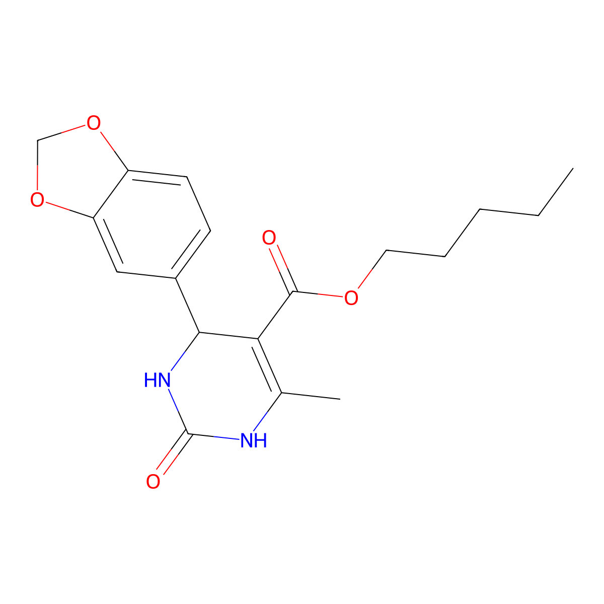 Pentyl 4-(1,3-benzodioxol-5-yl)-6-methyl-2-oxo-1,2,3,4-tetrahydropyrimidine-5-carboxylate molecular structure, CAS 300667-76-9
