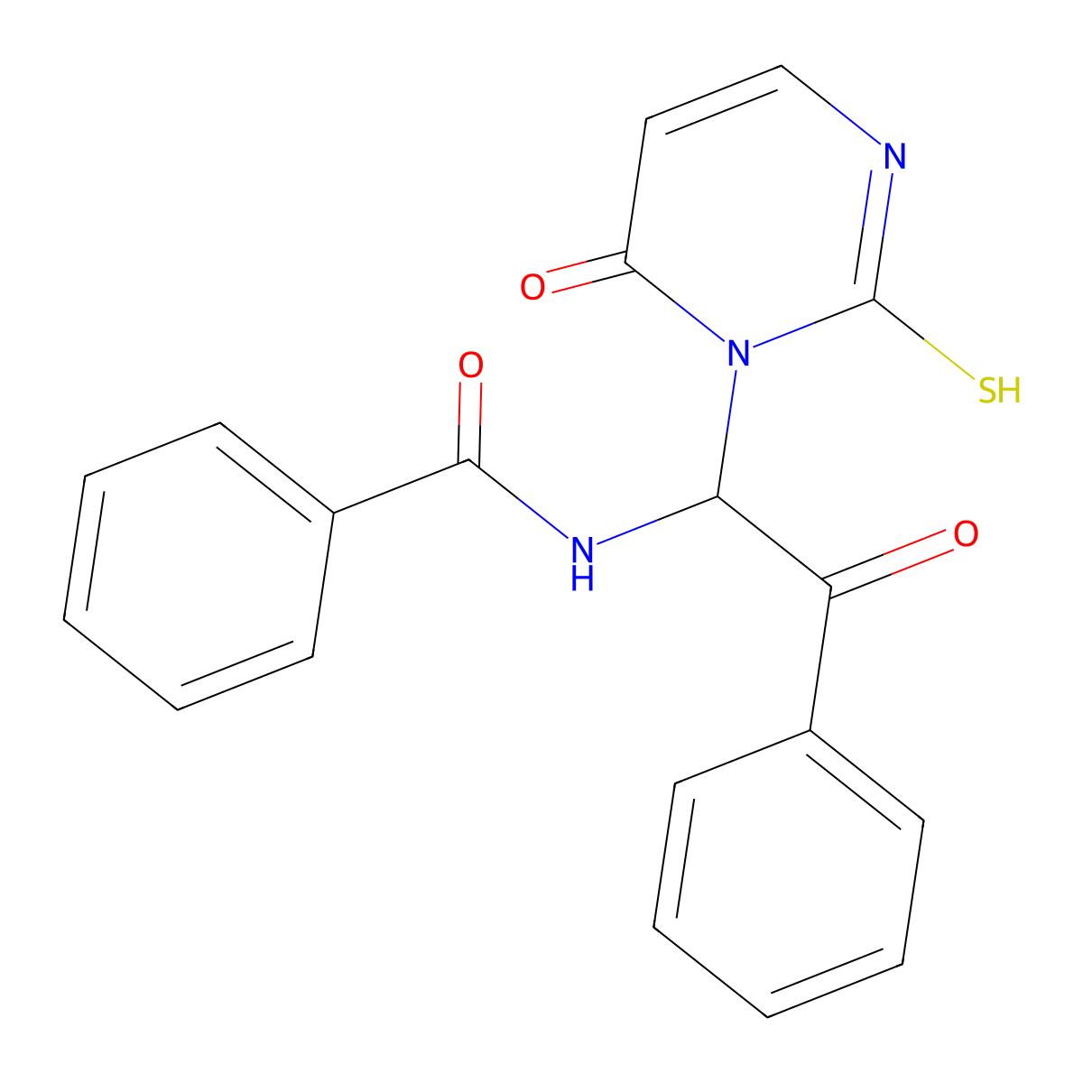 N-[2-oxo-1-(4-oxo-2-sulfanylidene-1H-pyrimidin-3-yl)-2-phenylethyl]benzamide molecular structure, CAS 300667-91-8