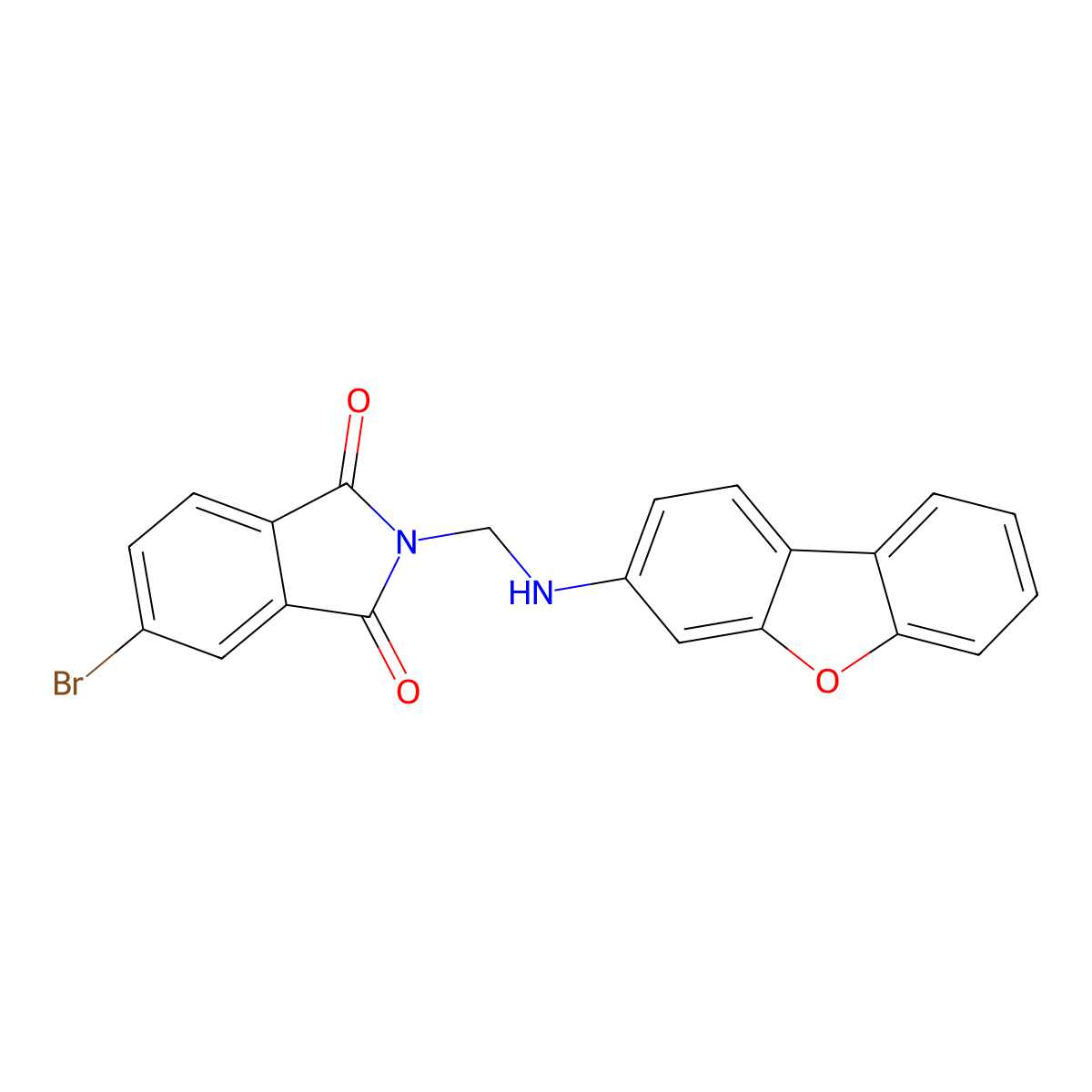 5-Bromo-2-(dibenzofuran-3-ylaminomethyl)-isoindole-1,3-dione molecular structure, CAS 300668-62-6