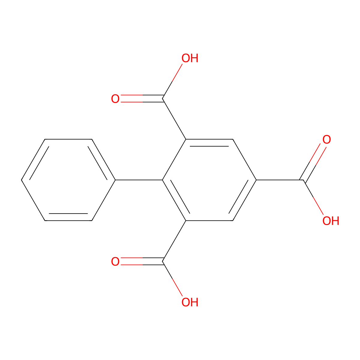[1,1'-Biphenyl]-2,4,6-tricarboxylic acid molecular structure, CAS 300668-79-5