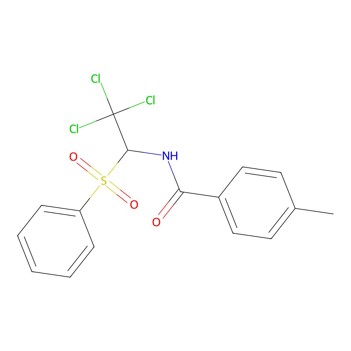 N-[1-(benzenesulfonyl)-2,2,2-trichloroethyl]-4-methylbenzamide molecular structure, CAS 300670-01-3