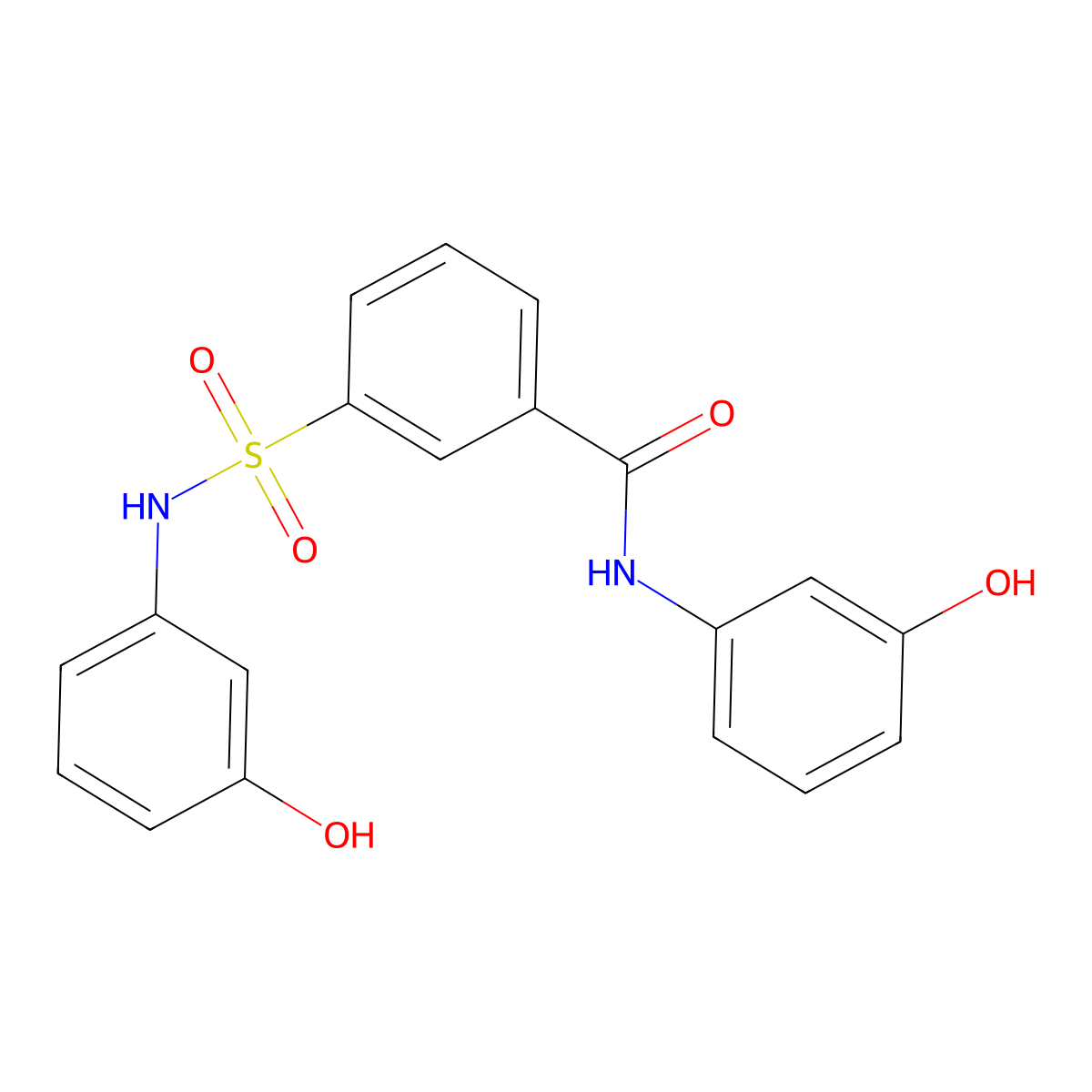 N-(3-Hydroxy-phenyl)-3-(3-hydroxy-phenylsulfamoyl)-benzamide molecular structure, CAS 300670-24-0