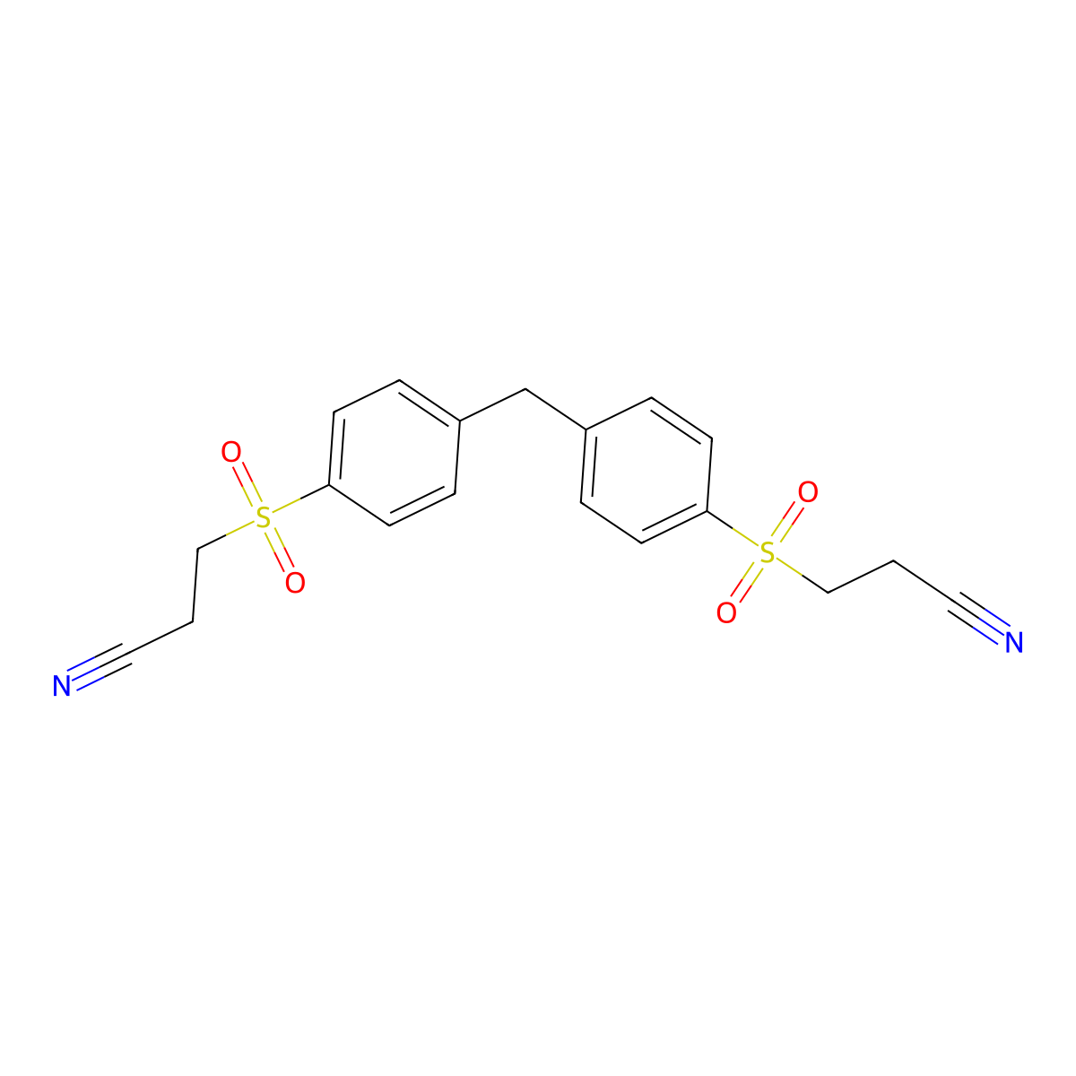 3-[4-[[4-(2-Cyanoethylsulfonyl)phenyl]methyl]phenyl]sulfonylpropanenitrile molecular structure, CAS 300670-61-5