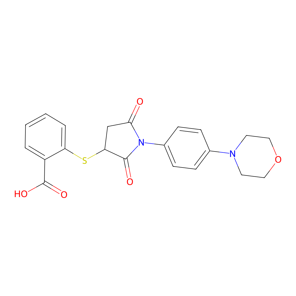 2-({1-[4-(Morpholin-4-yl)phenyl]-2,5-dioxopyrrolidin-3-yl}sulfanyl)benzoic acid molecular structure, CAS 300673-00-1