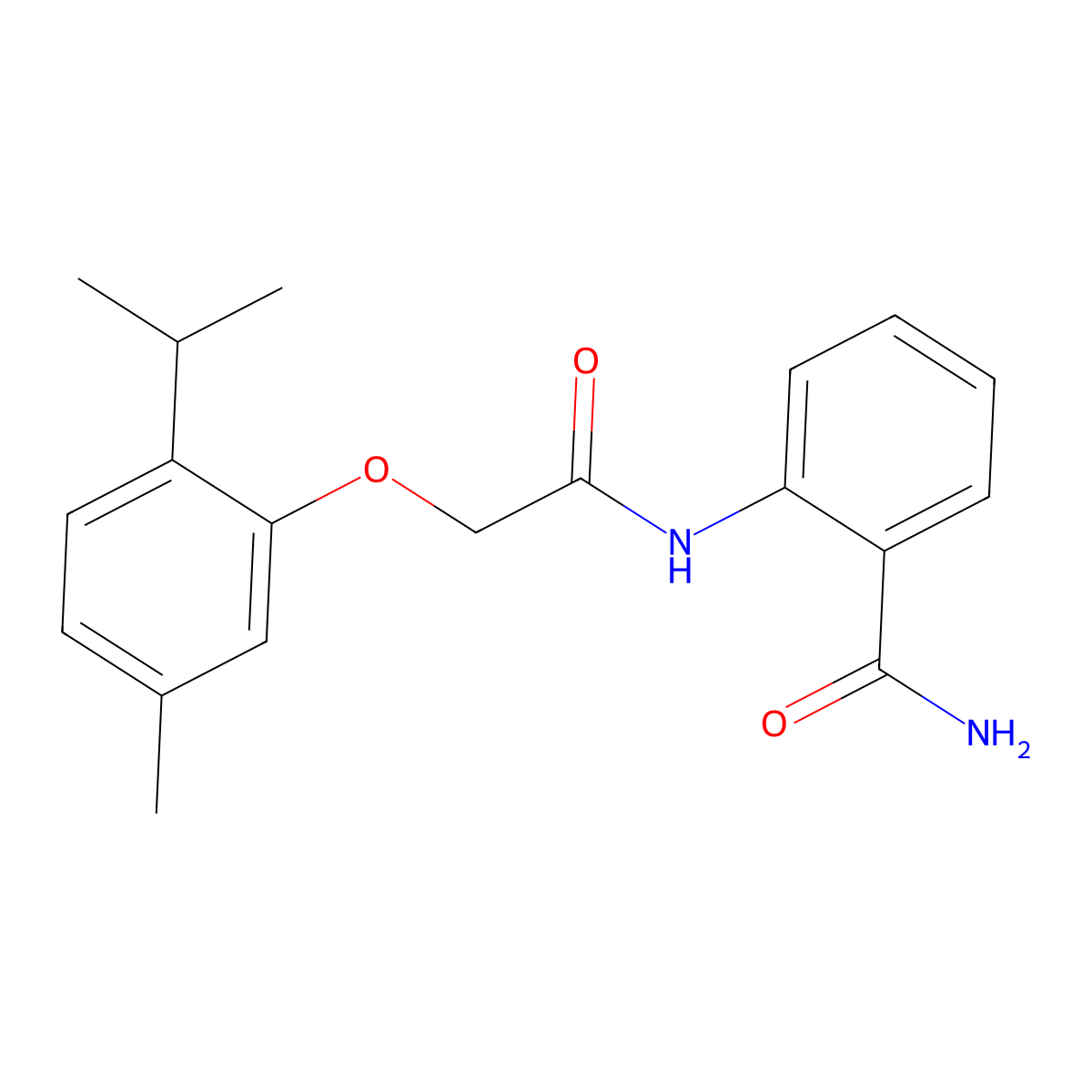 2-{2-[5-Methyl-2-(methylethyl)phenoxy]acetylamino}benzamide molecular structure, CAS 300673-02-3