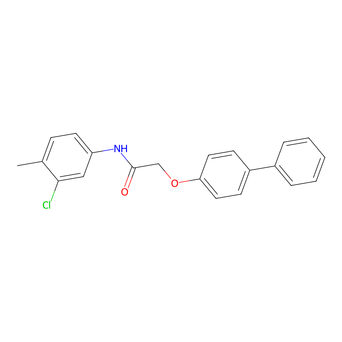 2-([1,1'-biphenyl]-4-yloxy)-N-(3-chloro-4-methylphenyl)acetamide molecular structure, CAS 300673-93-2