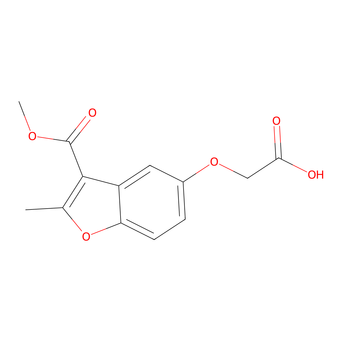 2-((3-(Methoxycarbonyl)-2-methylbenzofuran-5-yl)oxy)acetic acid molecular structure, CAS 300674-02-6