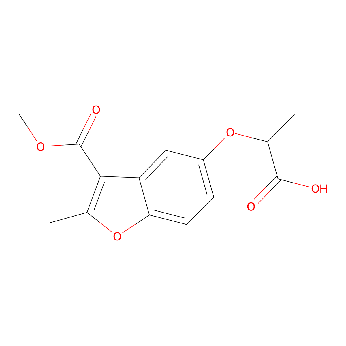 2-{[3-(Methoxycarbonyl)-2-methyl-1-benzofuran-5-yl]oxy}propanoic acid molecular structure, CAS 300674-06-0
