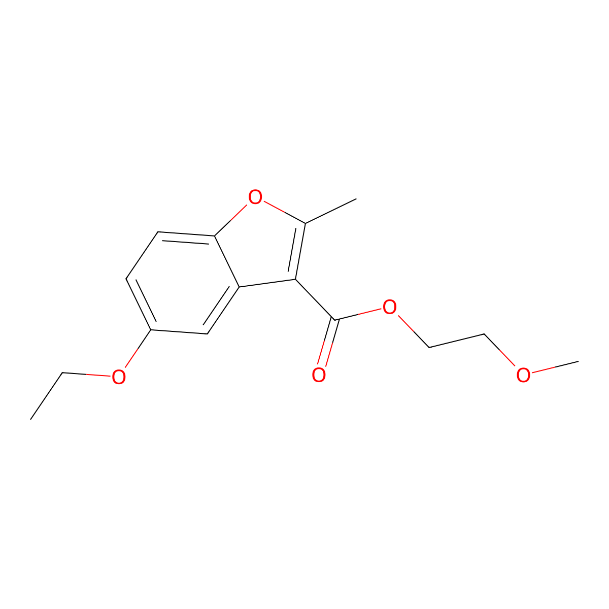 2-Methoxyethyl 5-ethoxy-2-methyl-1-benzofuran-3-carboxylate molecular structure, CAS 300674-07-1