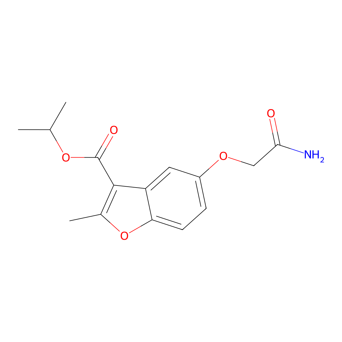 Propan-2-yl 5-(2-amino-2-oxoethoxy)-2-methyl-1-benzofuran-3-carboxylate molecular structure, CAS 300674-09-3