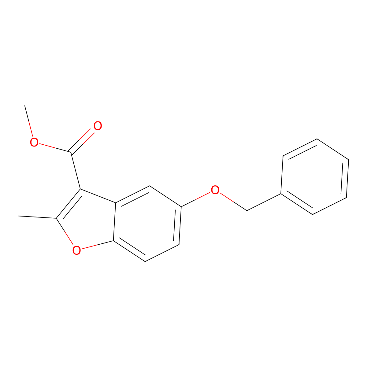 Methyl 5-(benzyloxy)-2-methyl-1-benzofuran-3-carboxylate molecular structure, CAS 300674-15-1