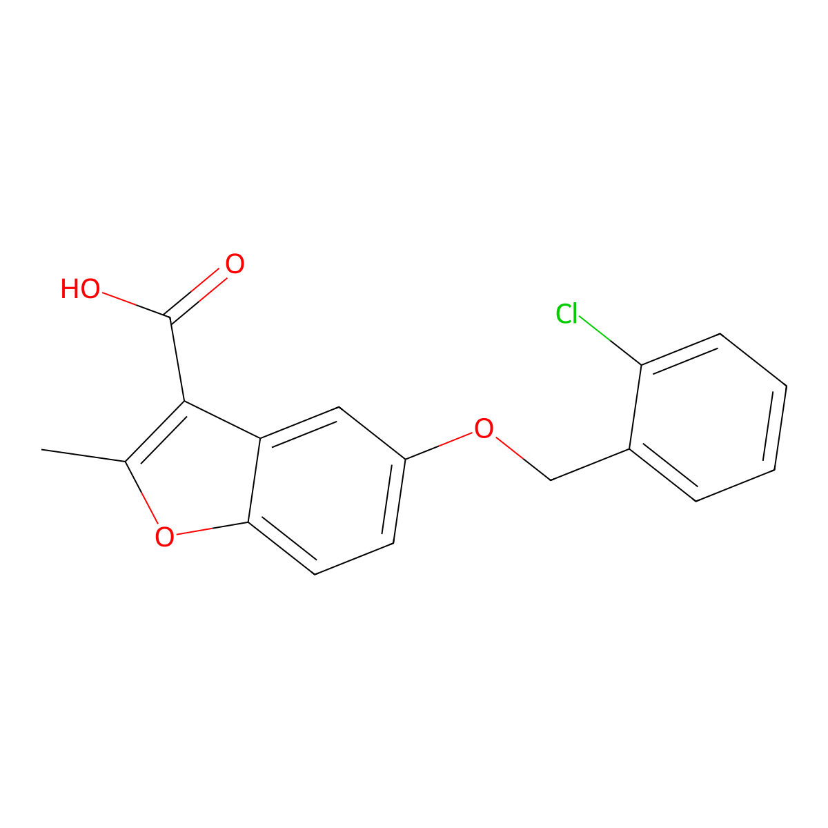5-[(2-Chlorophenyl)methoxy]-2-methyl-1-benzofuran-3-carboxylic acid molecular structure, CAS 300674-22-0