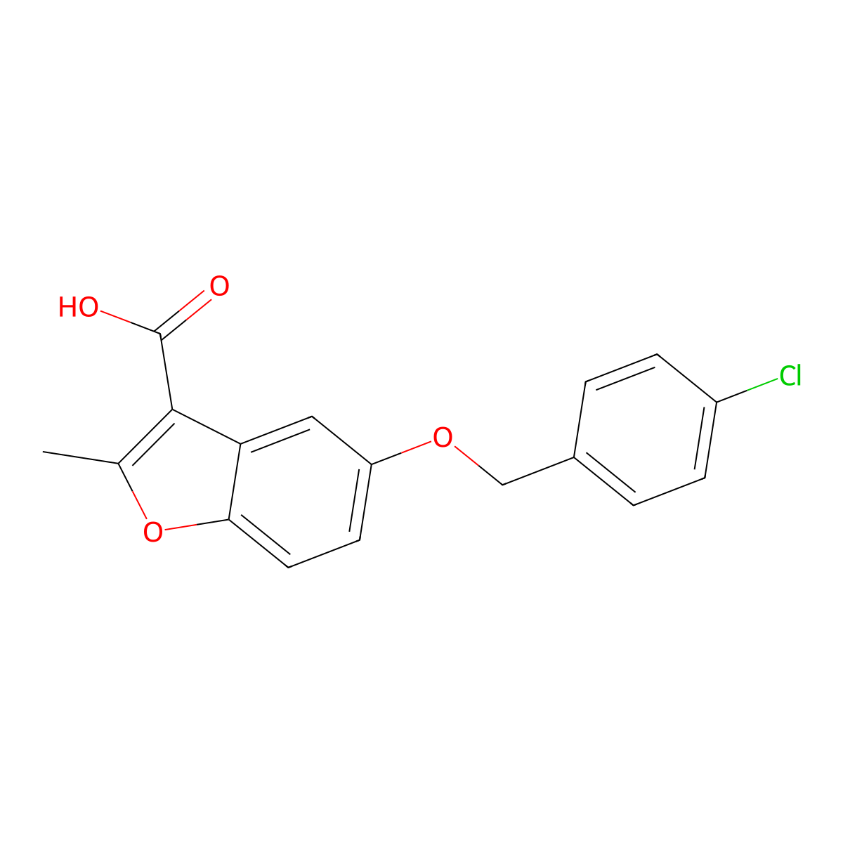 5-[(4-Chlorophenyl)methoxy]-2-methyl-1-benzofuran-3-carboxylic acid molecular structure, CAS 300674-23-1