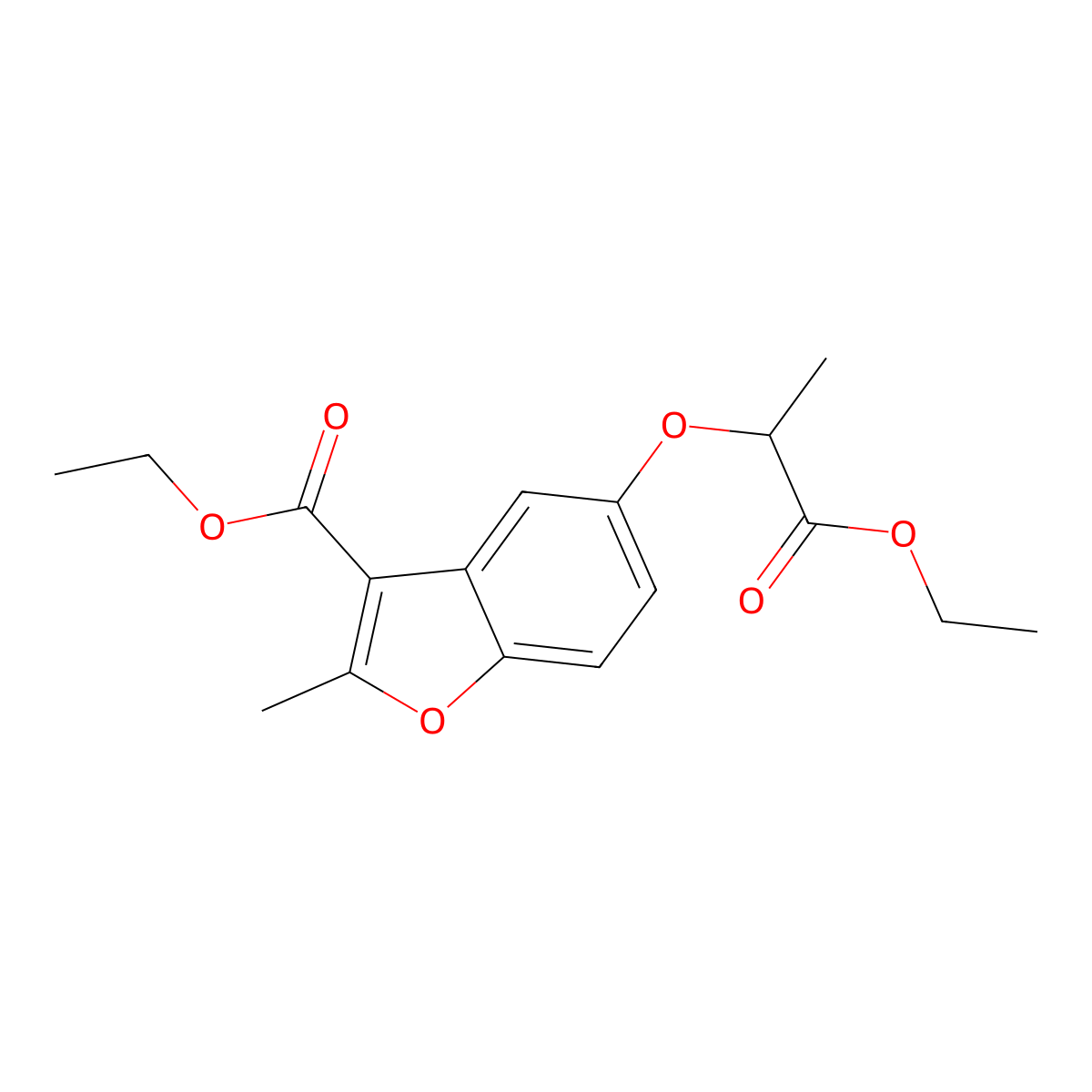 Ethyl 5-[(1-ethoxy-1-oxopropan-2-yl)oxy]-2-methyl-1-benzofuran-3-carboxylate molecular structure, CAS 300674-25-3