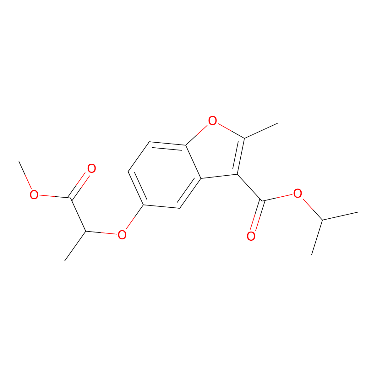 Propan-2-yl 5-[(1-methoxy-1-oxopropan-2-yl)oxy]-2-methyl-1-benzofuran-3-carboxylate molecular structure, CAS 300674-26-4