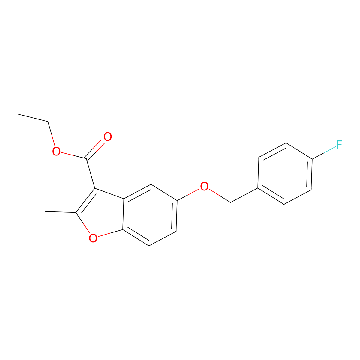 Ethyl 5-[(4-fluorophenyl)methoxy]-2-methyl-1-benzofuran-3-carboxylate molecular structure, CAS 300674-28-6