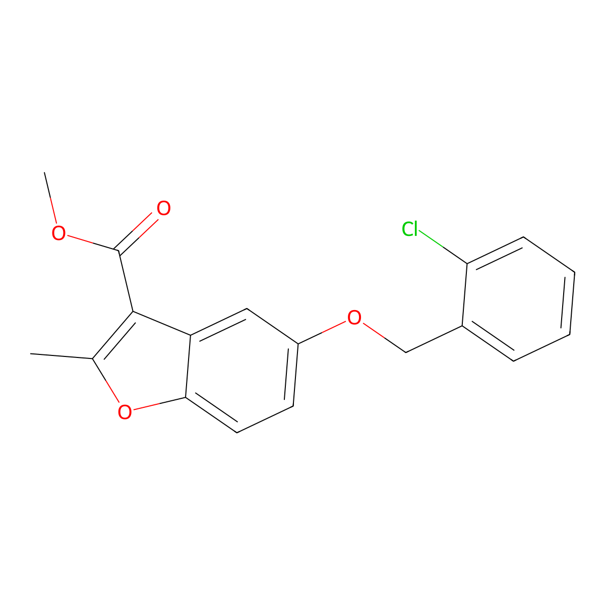 Methyl 5-[(2-chlorophenyl)methoxy]-2-methyl-1-benzofuran-3-carboxylate molecular structure, CAS 300674-30-0