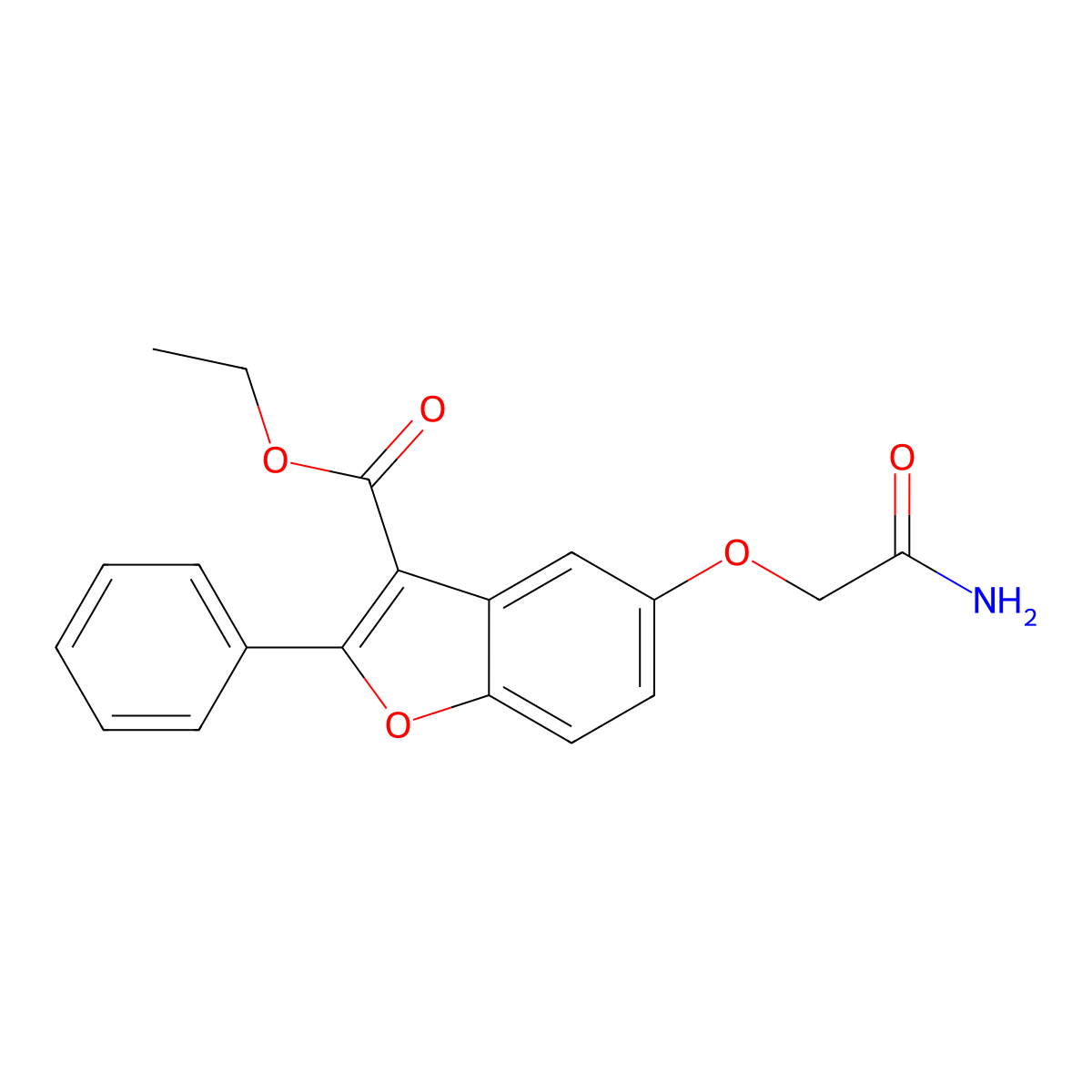 5-Carbamoylmethoxy-2-phenyl-benzofuran-3-carboxylic acid ethyl ester molecular structure, CAS 300674-35-5