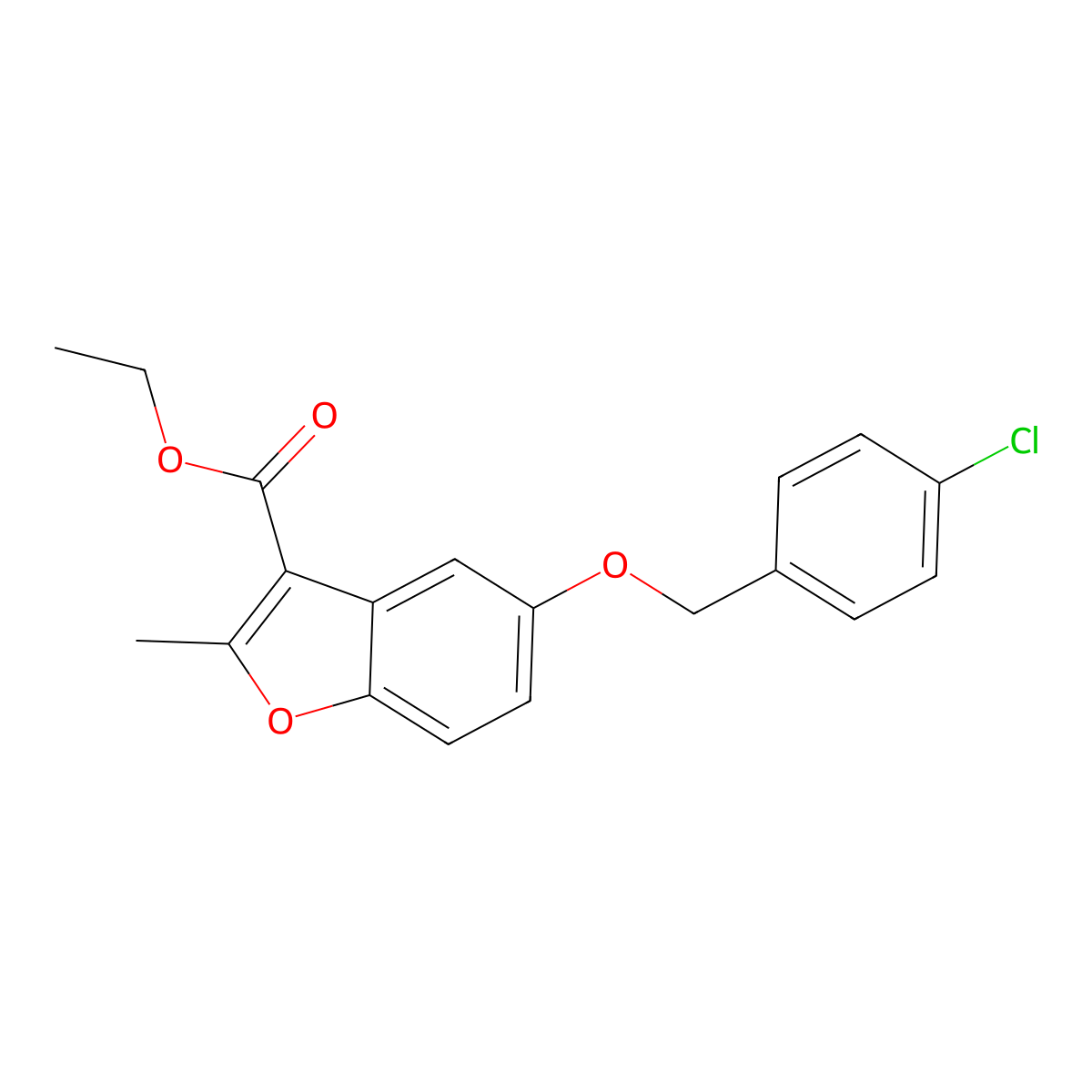 Ethyl 5-[(4-chlorophenyl)methoxy]-2-methyl-1-benzofuran-3-carboxylate molecular structure, CAS 300674-39-9