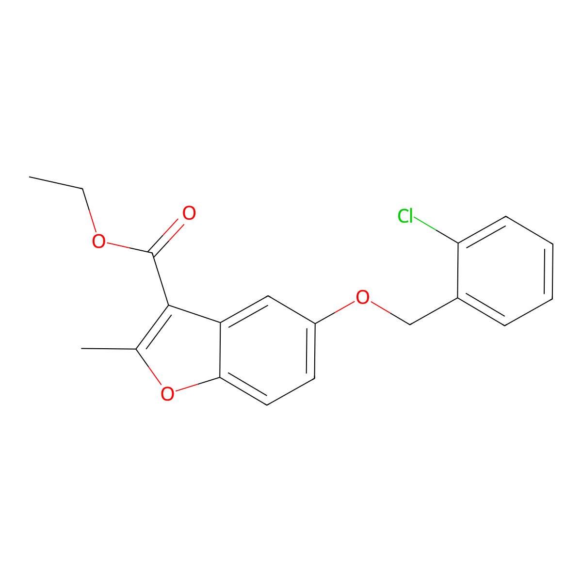 Ethyl 5-[(2-chlorophenyl)methoxy]-2-methyl-1-benzofuran-3-carboxylate molecular structure, CAS 300674-40-2